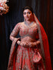 Coral Peach Traditional Full Hand Work Zardozi Embroidered Design Pure Tissue Silk Wedding Lehenga with Matching Dupatta