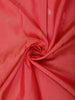 Coral Pink Butta Zari Woven Design Pure Kanchipuram Silk Saree with Contrast Double Zari Border