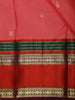 Coral Pink Butta Zari Woven Design Pure Kanchipuram Silk Saree with Contrast Double Zari Border