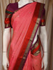 Coral Pink Butta Zari Woven Design Pure Kanchipuram Silk Saree with Contrast Double Zari Border