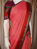 Coral Pink Butta Zari Woven Design Pure Kanchipuram Silk Saree with Contrast Double Zari Border