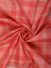 Coral Pink Checked Woven Design Pure Kanchipuram Silk Saree with Contrast Zari Border