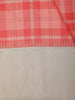 Coral Pink Checked Woven Design Pure Kanchipuram Silk Saree with Contrast Zari Border