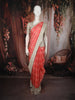 Coral Pink Checked Woven Design Pure Kanchipuram Silk Saree with Contrast Zari Border