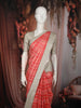 Coral Pink Checked Woven Design Pure Kanchipuram Silk Saree with Contrast Zari Border