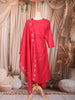 Coral Pink Floral Beads Embroidered Cotton Salwar with Dupatta