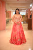 Coral Pink Floral Beads and Mirror Embroidered Design Georgette Lehenga with Dupatta