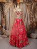 Coral Pink Floral Beads and Mirror Embroidered Design Georgette Lehenga with Dupatta