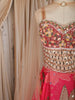 Coral Pink Floral Beads and Mirror Embroidered Design Georgette Lehenga with Dupatta