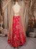 Coral Pink Floral Beads and Mirror Embroidered Design Georgette Lehenga with Dupatta
