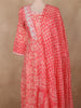 Coral Pink Floral Printed Cotton Salwar Suit with Dupatta