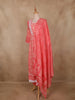Coral Pink Floral Printed Cotton Salwar Suit with Dupatta