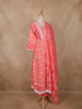 Coral Pink Floral Printed Cotton Salwar Suit with Dupatta