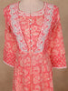 Coral Pink Floral Printed Cotton Salwar Suit with Dupatta