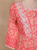 Coral Pink Floral Printed Cotton Salwar Suit with Dupatta