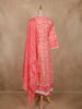 Coral Pink Floral Printed Cotton Salwar Suit with Dupatta