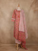 Coral Pink Floral Printed Cotton Salwar Suit with Tassel Detailing and Dupatta