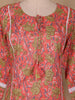Coral Pink Floral Printed Cotton Salwar Suit with Tassel Detailing and Dupatta
