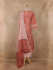 Coral Pink Floral Printed Cotton Salwar Suit with Tassel Detailing and Dupatta