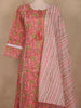 Coral Pink Floral Printed Cotton Salwar Suit with Tassel Detailing and Dupatta