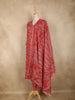 Coral Pink Floral Printed Design Cotton Straight Cut Salwar Suit with Dupatta