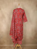 Coral Pink Floral Printed Design Cotton Straight Cut Salwar Suit with Dupatta