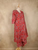 Coral Pink Floral Printed Design Cotton Straight Cut Salwar Suit with Dupatta