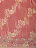 Coral Pink Floral Sequins and Zardozi Embroidered Design Tissue Silk Designer Saree with Designer Border