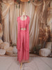 Coral Pink Floral Vine Sequins and Beads Embroidered Design Organza Party Wear Indo Western Palazzo Suit with Matching Choker Dupatta