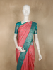 Coral Pink Floral Woven Design Pure Kanchipuram Silk Saree with Contrast  Zari Border