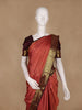 Coral Pink Floral Woven Pure Kanchipuram Silk Saree With Zari Border