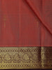 Coral Pink Floral Woven Pure Kanchipuram Silk Saree With Zari Border