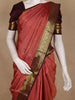 Coral Pink Floral Woven Pure Kanchipuram Silk Saree With Zari Border