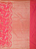 Coral Pink Floral Zari Woven Design Pure Banarasi Silk Saree with Designer Border