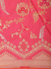 Coral Pink Floral Zari Woven Design Pure Banarasi Silk Saree with Designer Border