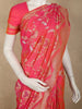 Coral Pink Floral Zari Woven Design Pure Banarasi Silk Saree with Designer Border