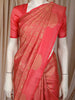 Coral Pink Floral Zari Woven Design Pure Kanchipuram Silk Saree with Butta Zari Border