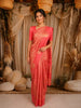 Coral Pink Floral Zari Woven Design Pure Kanchipuram Silk Saree with Butta Zari Border
