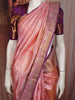 Coral Pink Floral Zari Woven Design Pure Kanchipuram Silk Saree with Contrast Zari Border