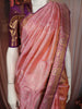 Coral Pink Floral Zari Woven Design Pure Kanchipuram Silk Saree with Contrast Zari Border