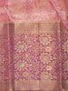 Coral Pink Floral Zari Woven Design Pure Kanchipuram Silk Saree with Contrast Zari Border