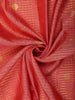 Coral Pink Mini checked and Butta Zari Woven Design Pure Kanchipuram Silk Saree with Contrast  Peacock Zari Border
