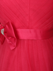Coral Pink Pleated Design Net Party Wear Gown with Bow Waist Detail