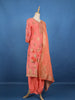 Coral Pink Zari Embroidered Banarasi Salwar Suit