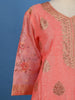 Coral Pink Zari Embroidered Banarasi Salwar Suit