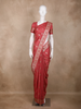 Coral Red Floral Zari Woven Raw Silk Saree