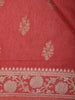 Coral Red Floral Zari Woven Raw Silk Saree