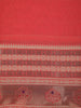 Coral Red Solid Design Fancy Cotton Saree