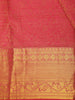 Coral Rose Pink Floral Zari Woven Design Pure Kanchipuram Silk Saree with Zari Border