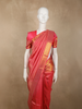 Coral Rose Pink Floral Zari Woven Design Pure Kanchipuram Silk Saree with Zari Border
